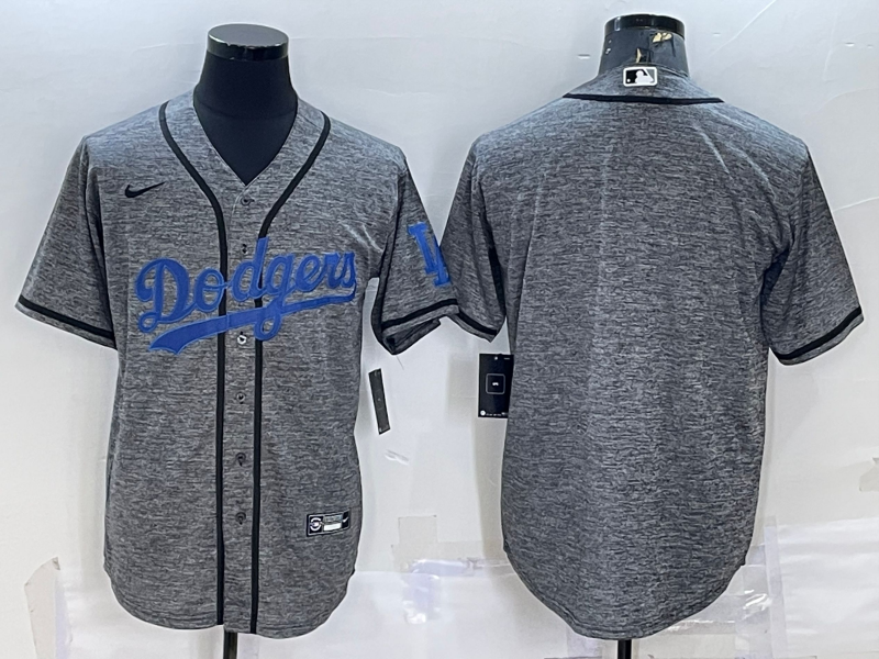Men's Los Angeles Dodgers Blank Grey Cool Base Stitched Jersey